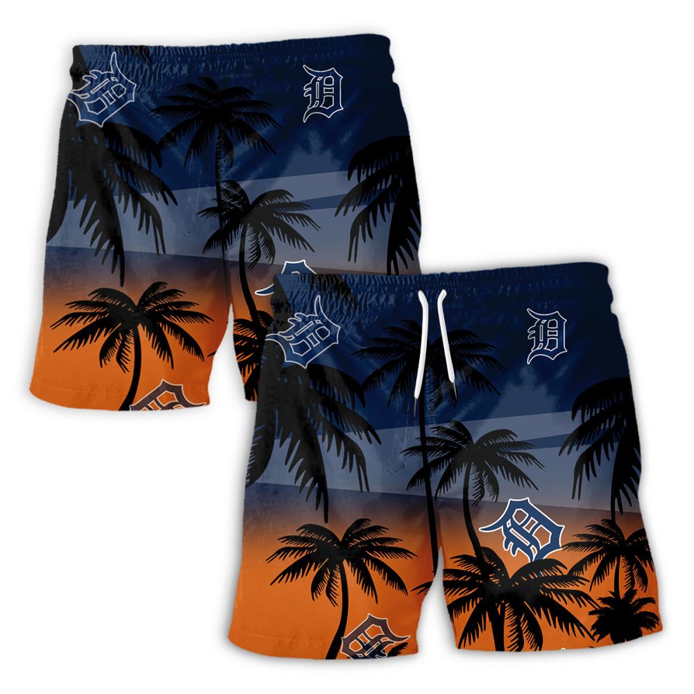 Detroit Tigers Hawaiian Shorts Coconut Tree - Image 2
