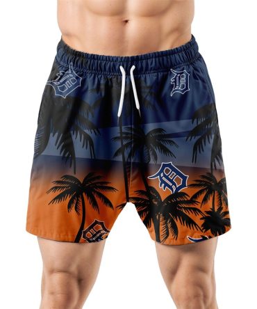 Detroit Tigers Hawaiian Shorts Coconut Tree