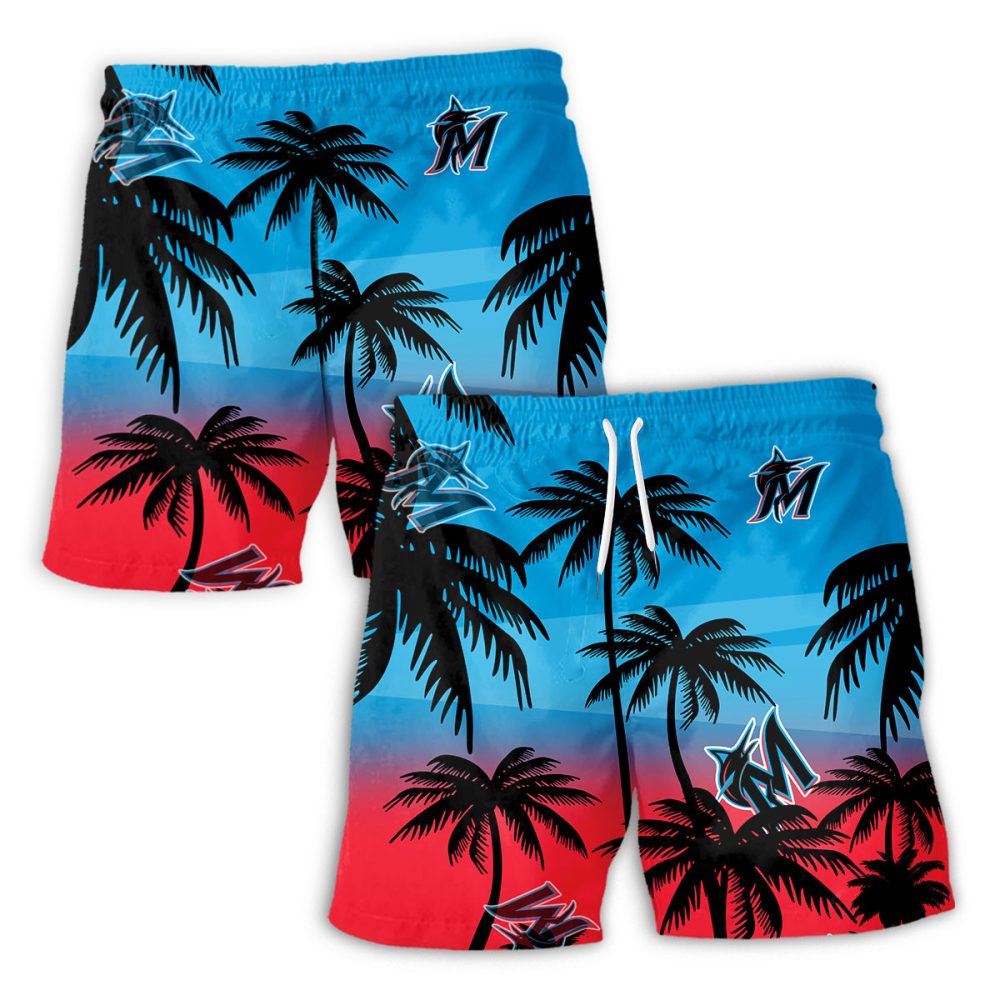 Miami Marlins Hawaiian Shorts Coconut Tree - Image 2
