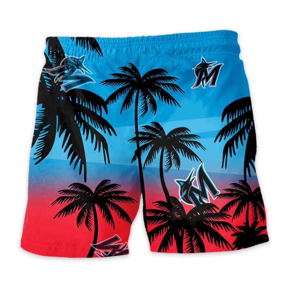 Miami Marlins Hawaiian Shorts Coconut Tree - Image 4