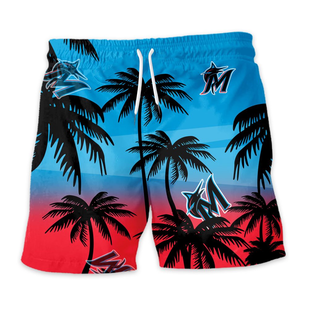 Miami Marlins Hawaiian Shorts Coconut Tree - Image 3