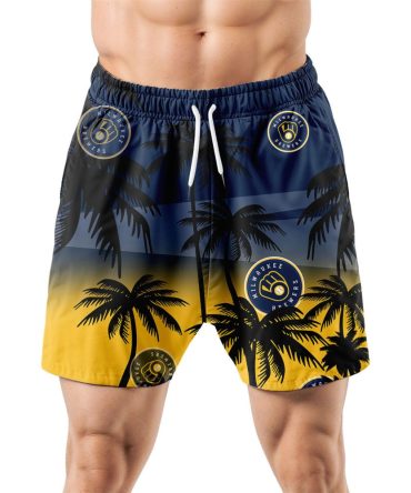 Milwaukee Brewers Hawaiian Shorts Coconut Tree