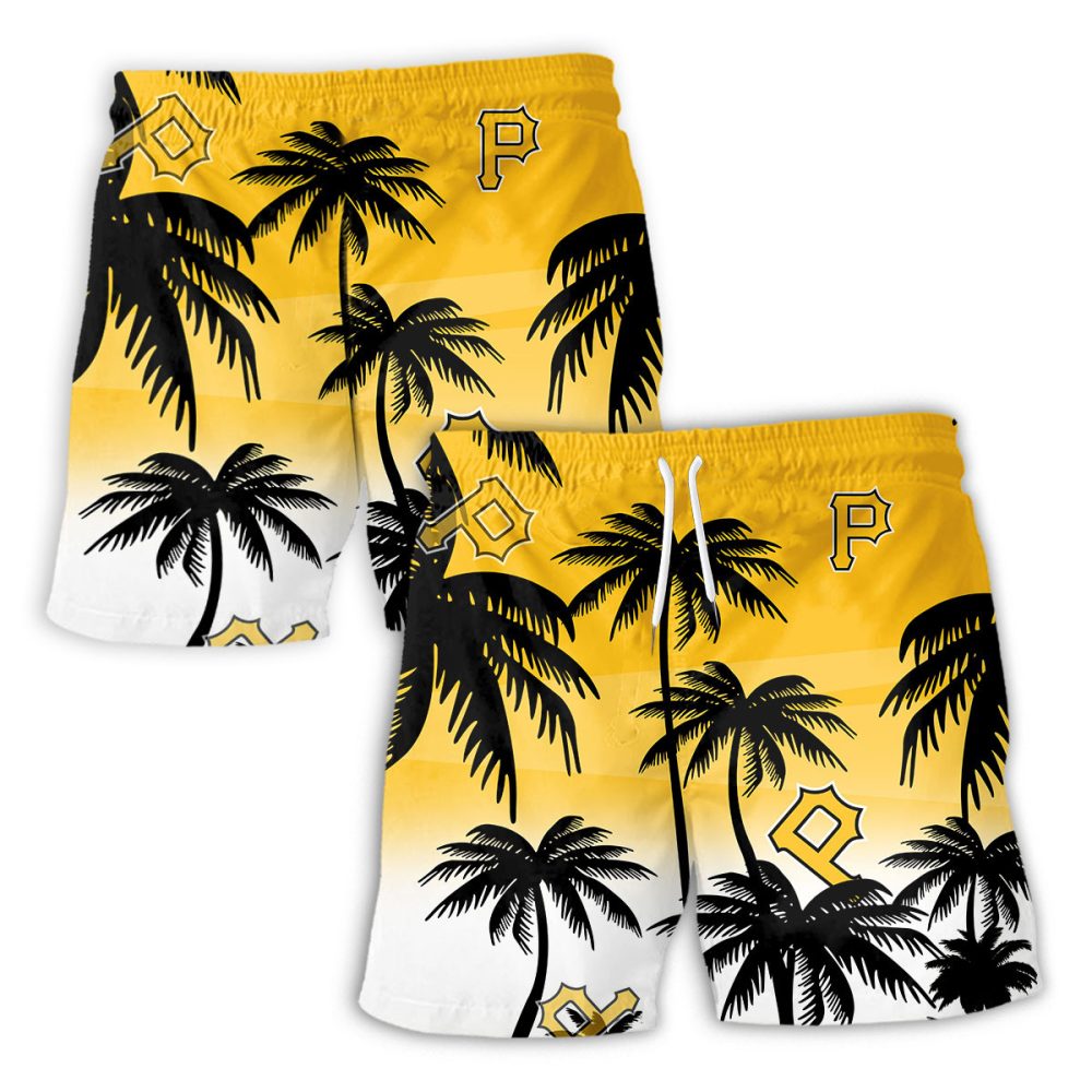 Pittsburgh Pirates Hawaiian Shorts Coconut Tree - Image 2