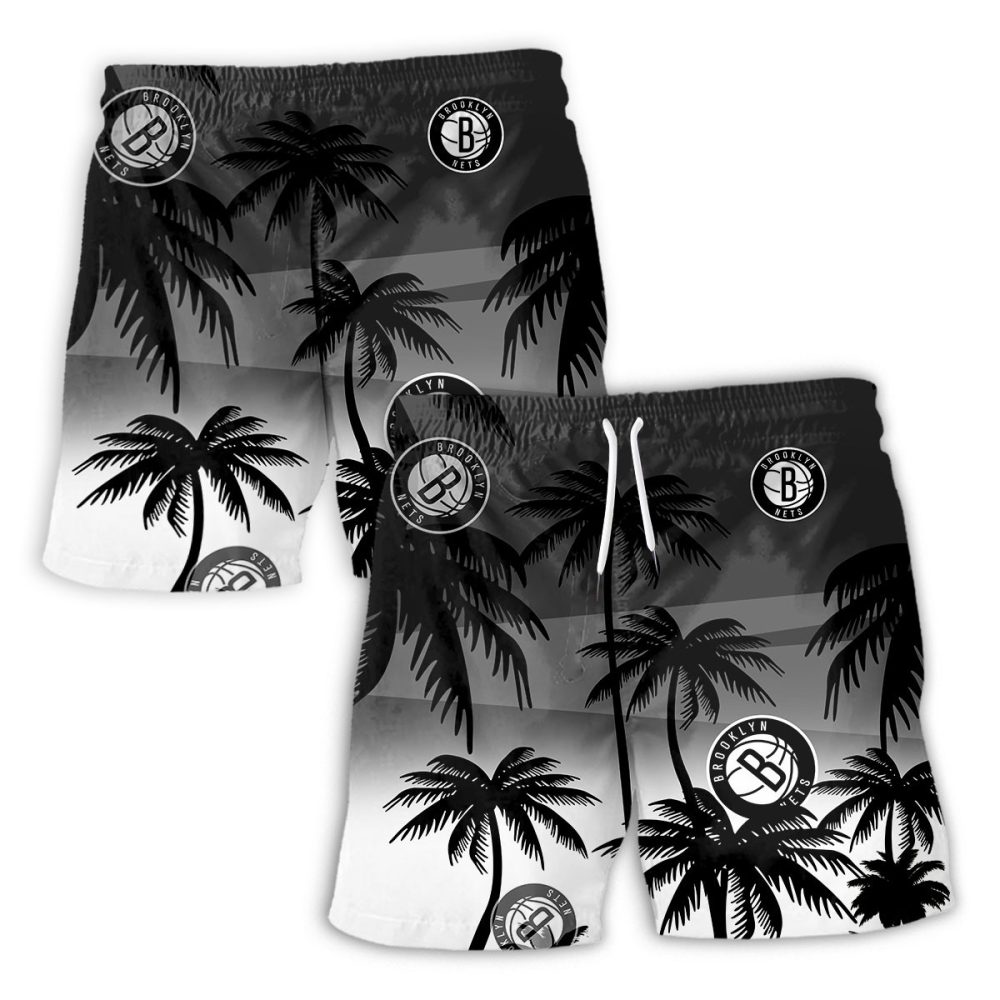 Brooklyn Nets Hawaiian Shorts Coconut Tree - Image 2