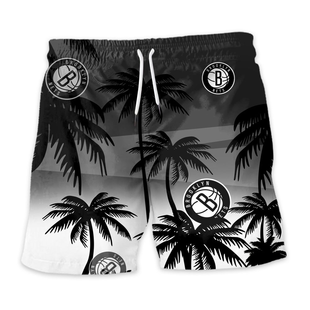 Brooklyn Nets Hawaiian Shorts Coconut Tree - Image 3