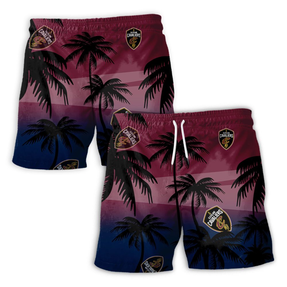 Cleveland Cavaliers Hawaiian Shorts Coconut Tree - Image 2
