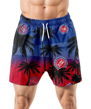 Detroit Pistons Hawaiian Shorts Coconut Tree