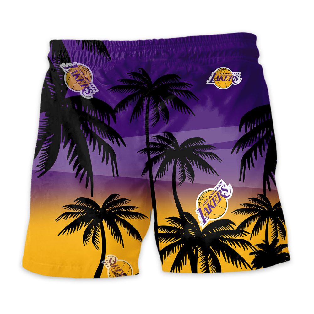 Los Angeles Lakers Hawaiian Shorts Coconut Tree - Image 4