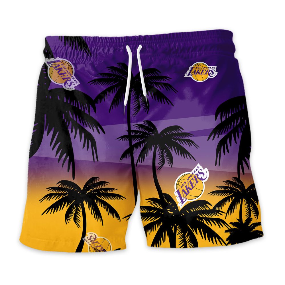 Los Angeles Lakers Hawaiian Shorts Coconut Tree - Image 3