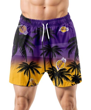 Los Angeles Lakers Hawaiian Shorts Coconut Tree