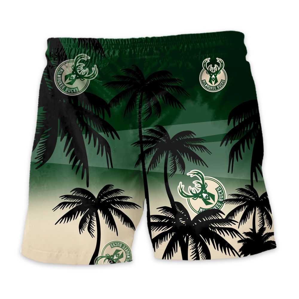 Milwaukee Bucks Hawaiian Shorts Coconut Tree - Image 4