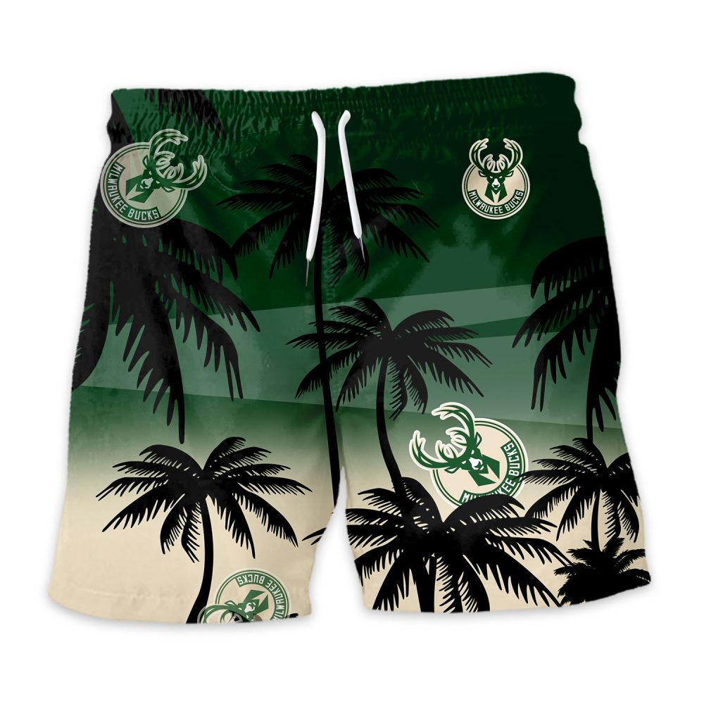 Milwaukee Bucks Hawaiian Shorts Coconut Tree - Image 3