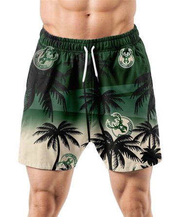 Milwaukee Bucks Hawaiian Shorts Coconut Tree