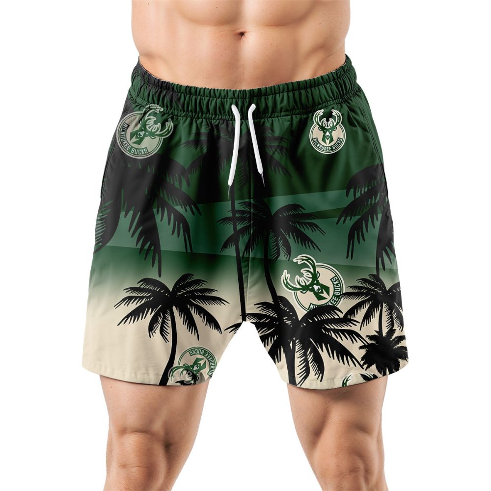 Milwaukee Bucks Hawaiian Shorts Coconut Tree