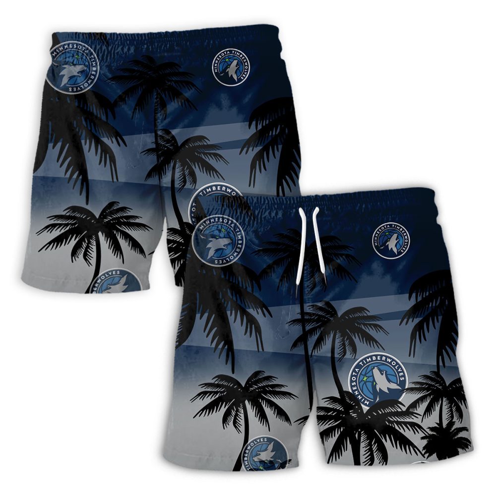 Minnesota Timberwolves Hawaiian Shorts Coconut Tree - Image 2