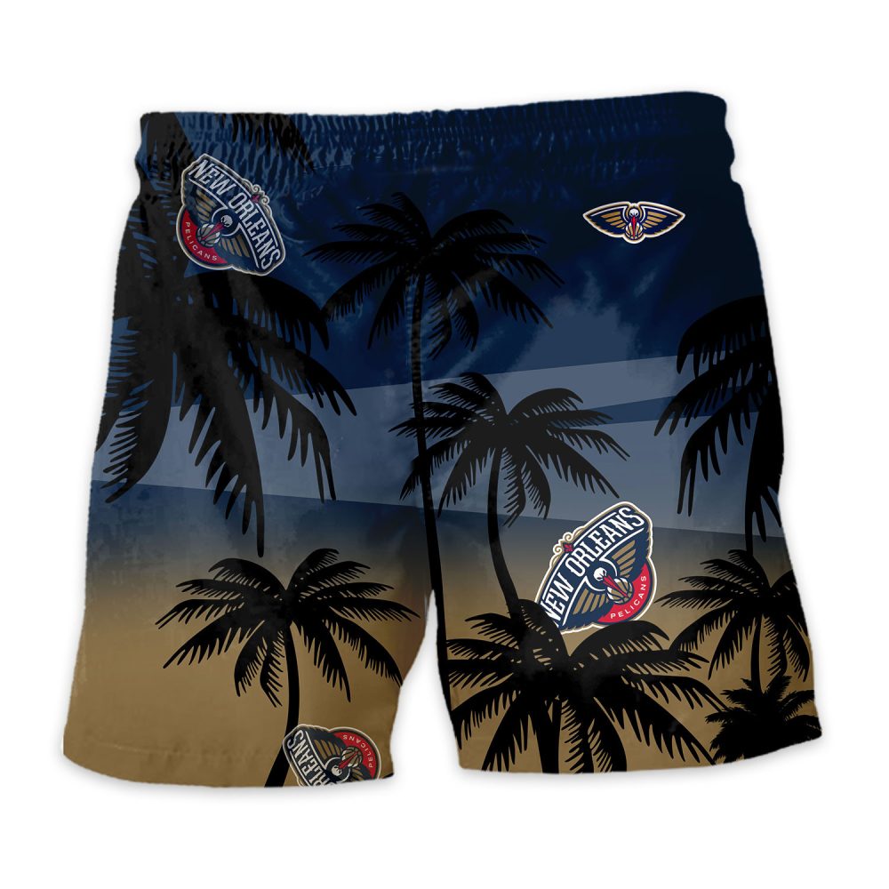 New Orleans Pelicans Hawaiian Shorts Coconut Tree - Image 4
