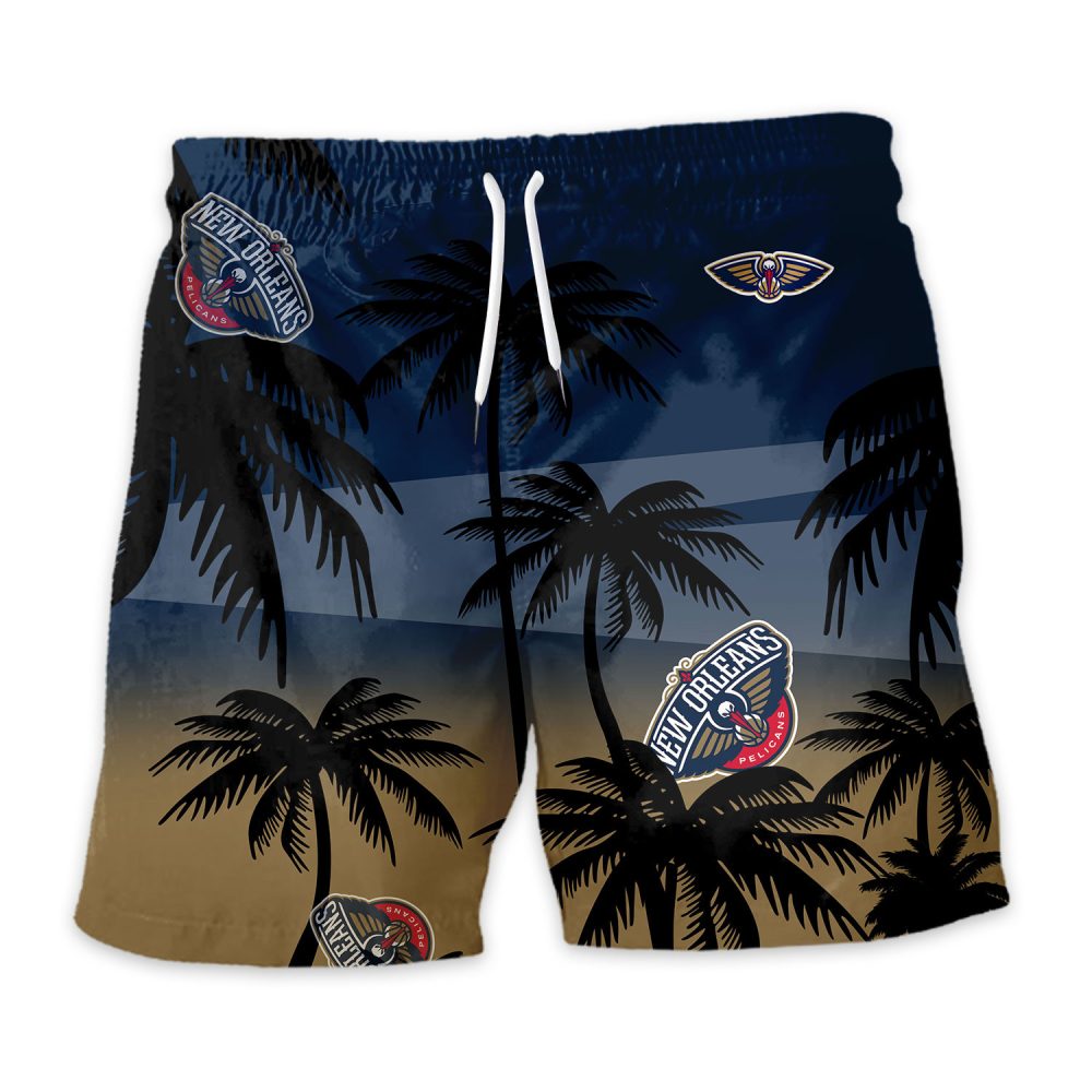 New Orleans Pelicans Hawaiian Shorts Coconut Tree - Image 3