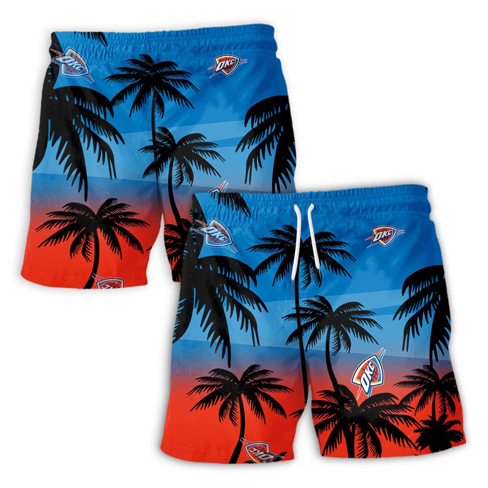 Oklahoma City Thunder Hawaiian Shorts Coconut Tree - Image 2