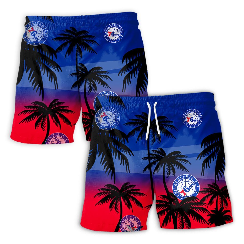 Philadelphia 76Ers Hawaiian Shorts Coconut Tree - Image 2