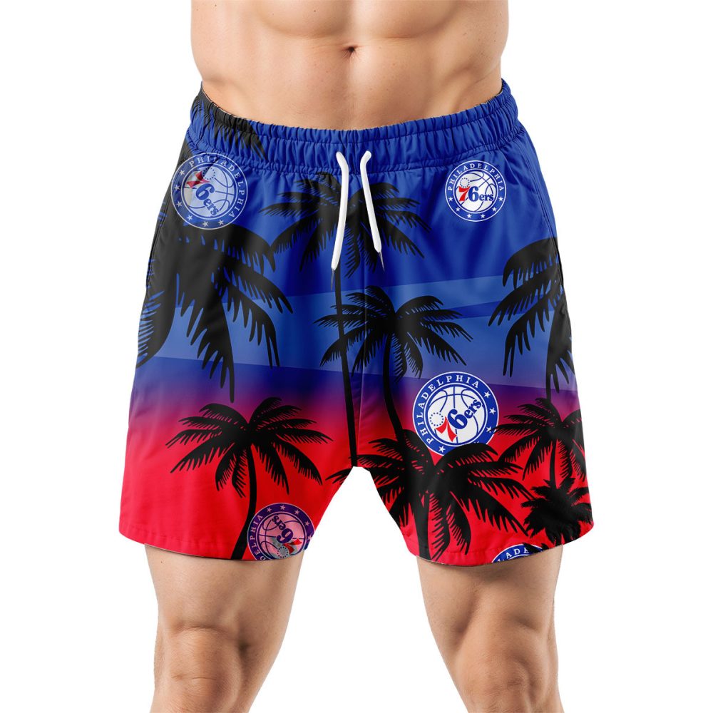 Philadelphia 76Ers Hawaiian Shorts Coconut Tree