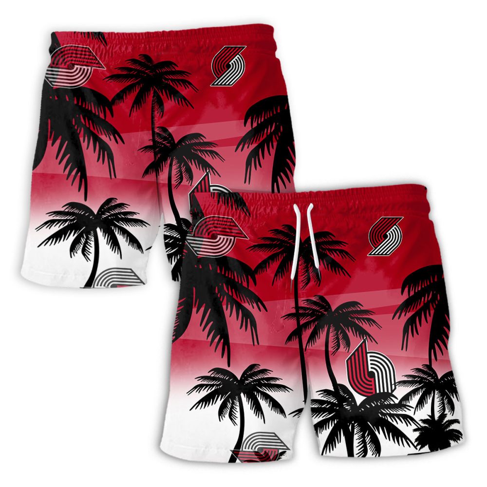 Portland Trail Blazers Hawaiian Shorts Coconut Tree - Image 2
