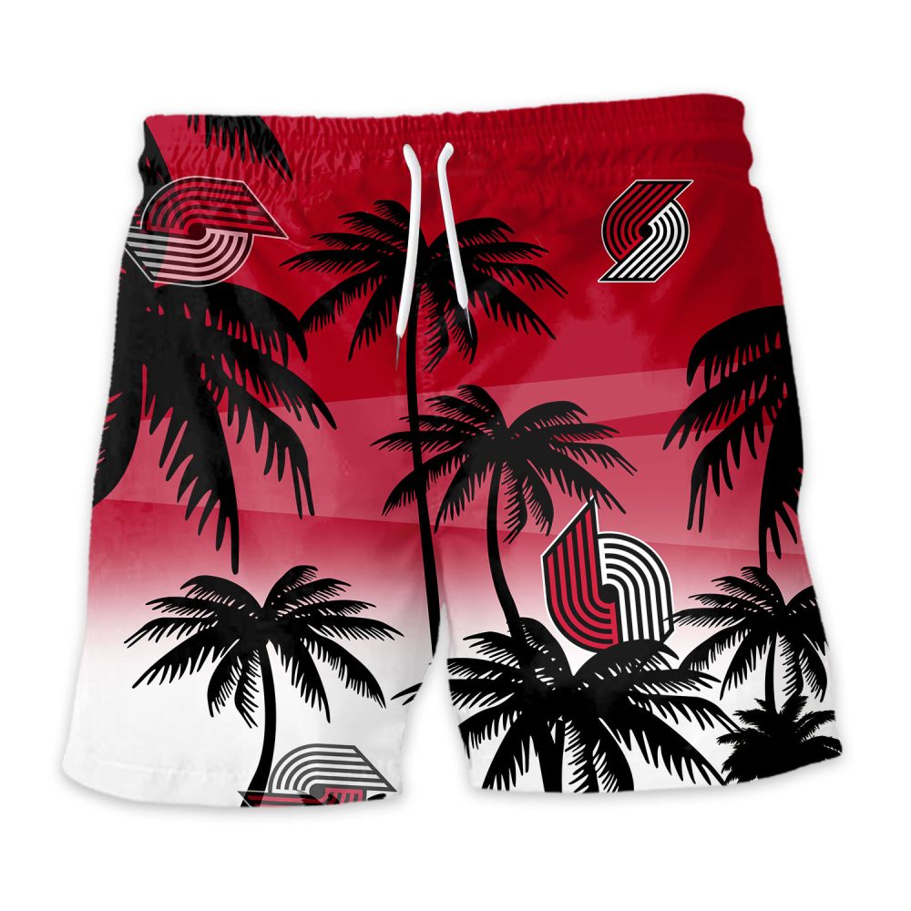 Portland Trail Blazers Hawaiian Shorts Coconut Tree - Image 3