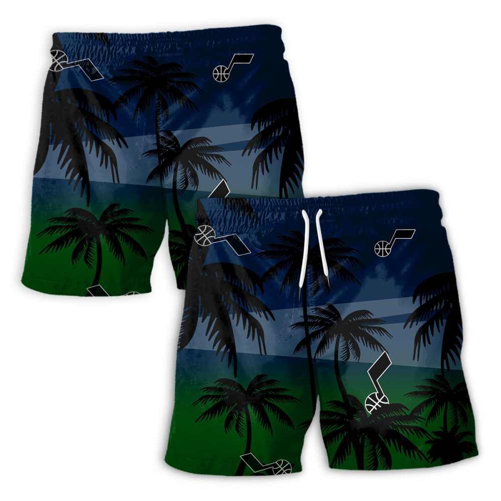 Utah Jazz Hawaiian Shorts Coconut Tree - Image 2