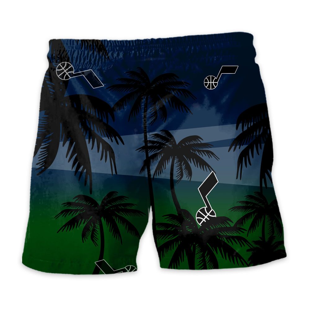 Utah Jazz Hawaiian Shorts Coconut Tree - Image 4