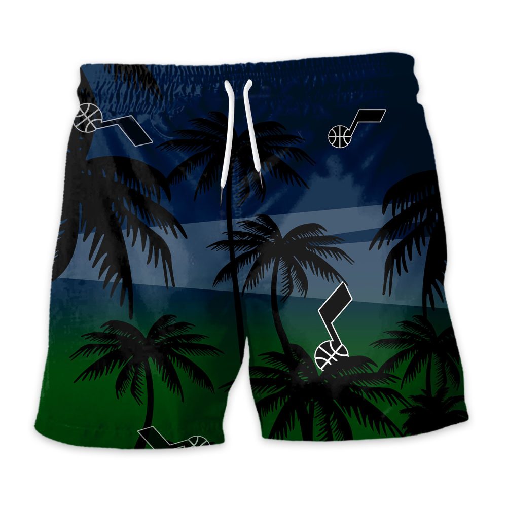 Utah Jazz Hawaiian Shorts Coconut Tree - Image 3