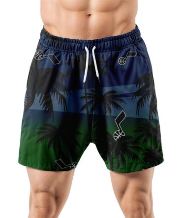 Utah Jazz Hawaiian Shorts Coconut Tree