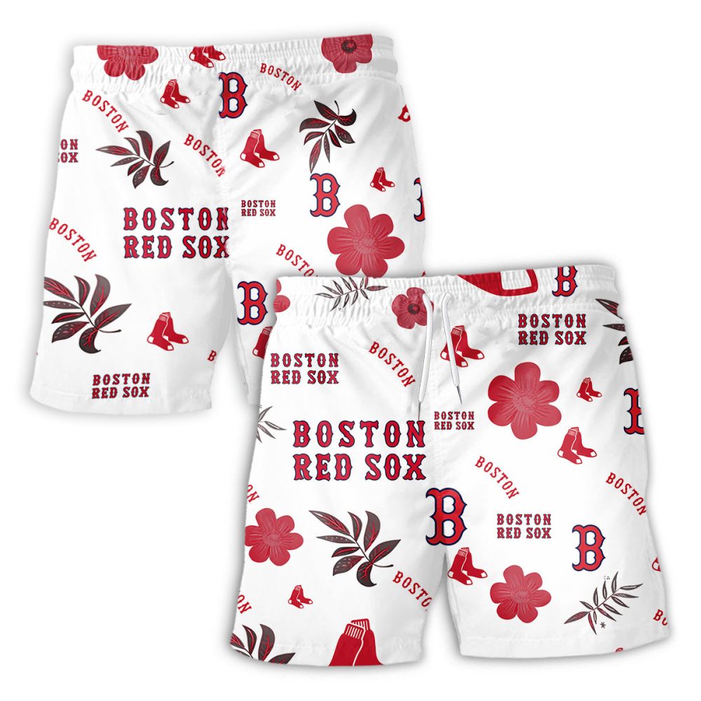 Boston Red Sox Hawaiian Shorts Tropical Beach - Image 2
