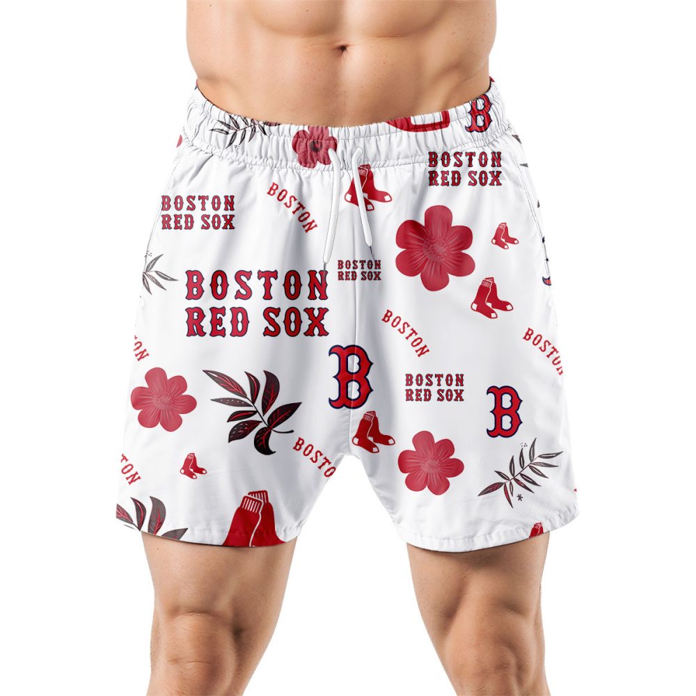 Boston Red Sox Hawaiian Shorts Tropical Beach