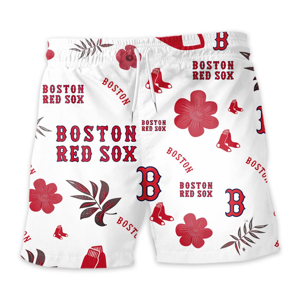 Boston Red Sox Hawaiian Shorts Tropical Beach - Image 3