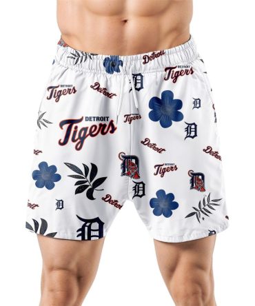 Detroit Tigers Hawaiian Shorts Tropical Beach