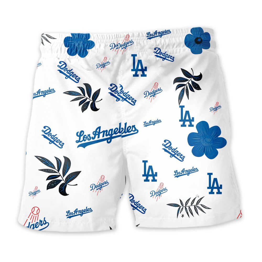 Los Angeles Dodgers Hawaiian Shorts Tropical Beach - Image 4