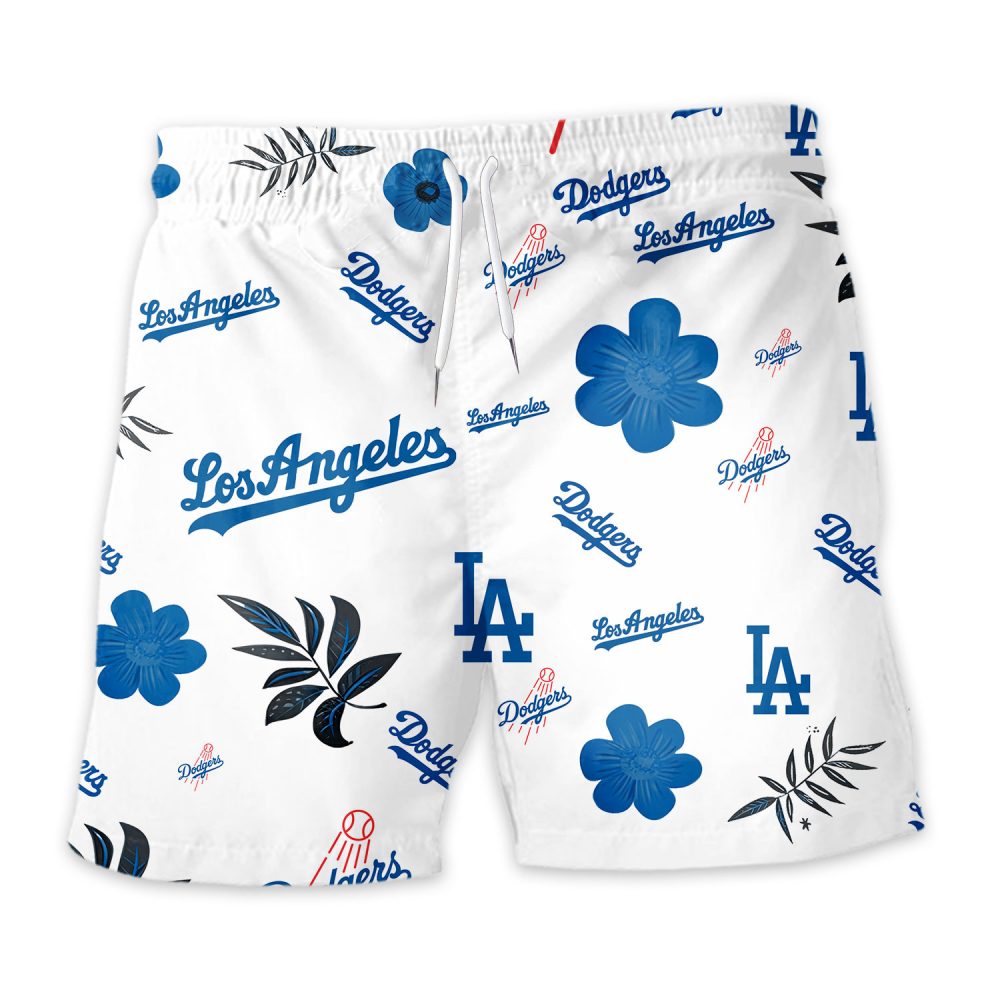 Los Angeles Dodgers Hawaiian Shorts Tropical Beach - Image 3