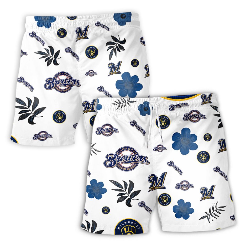 Milwaukee Brewers Hawaiian Shorts Tropical Beach - Image 2