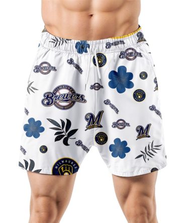 Milwaukee Brewers Hawaiian Shorts Tropical Beach