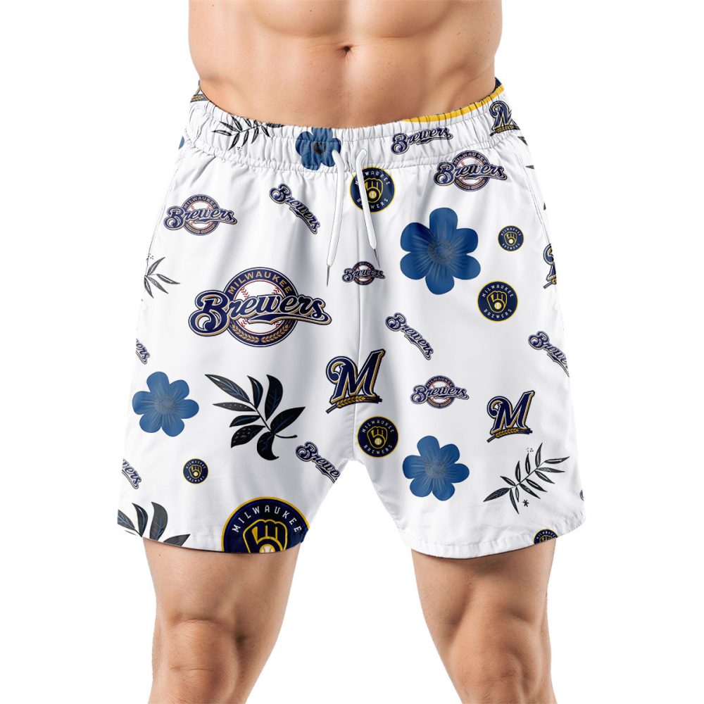 Milwaukee Brewers Hawaiian Shorts Tropical Beach