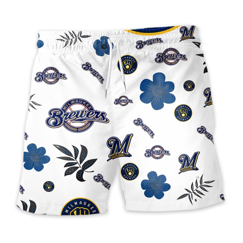 Milwaukee Brewers Hawaiian Shorts Tropical Beach - Image 3