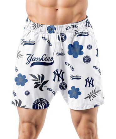 New York Yankees Hawaiian Shorts Tropical Beach