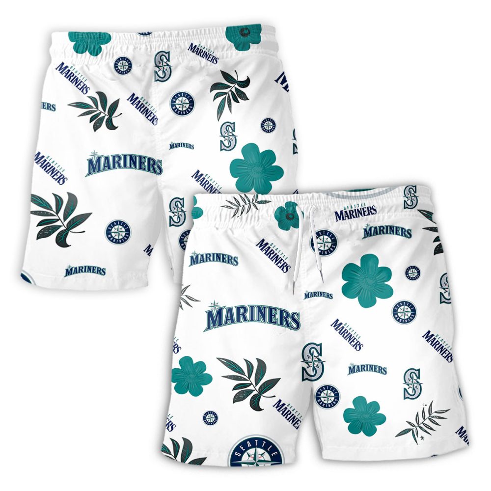 Seattle Mariners Hawaiian Shorts Tropical Beach - Image 2