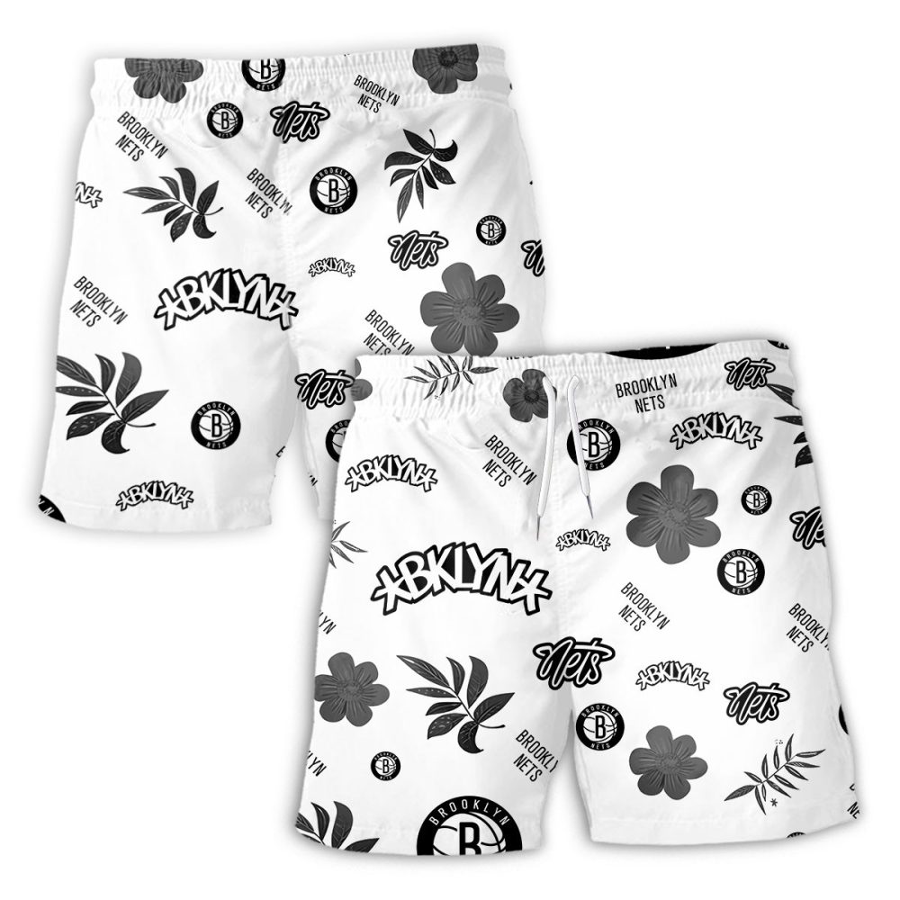 Brooklyn Nets Hawaiian Shorts Tropical Beach - Image 2