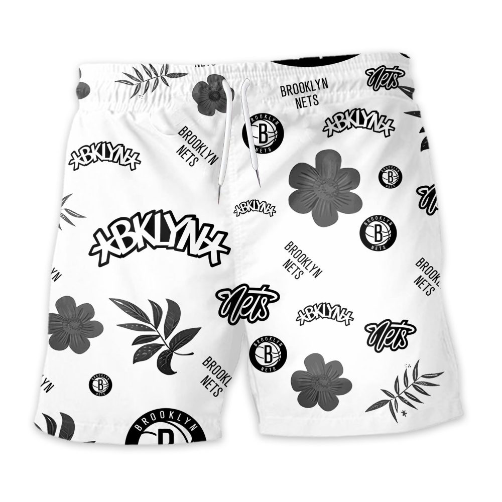 Brooklyn Nets Hawaiian Shorts Tropical Beach - Image 3