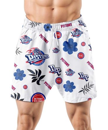 Detroit Pistons Hawaiian Shorts Tropical Beach