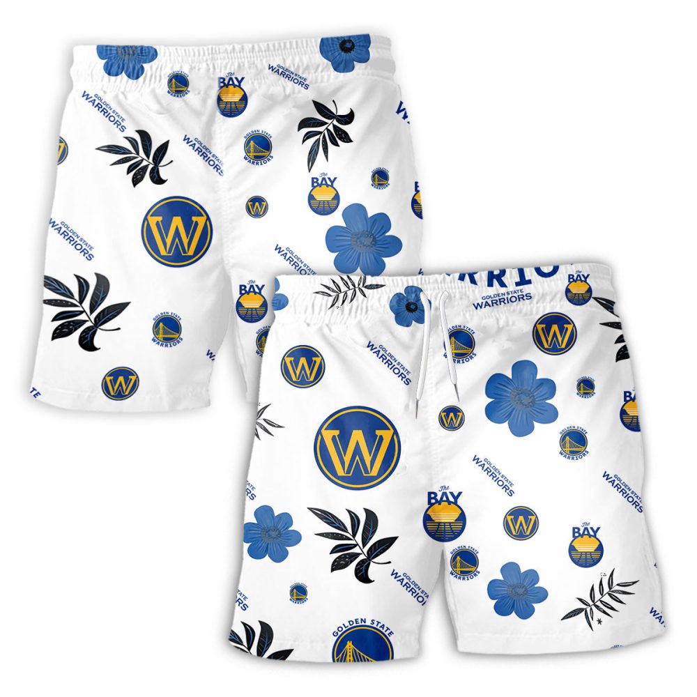 Golden State Warriors Hawaiian Shorts Tropical Beach - Image 2