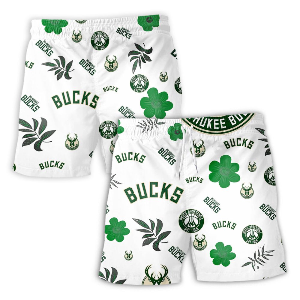 Milwaukee Bucks Hawaiian Shorts Tropical Beach - Image 2