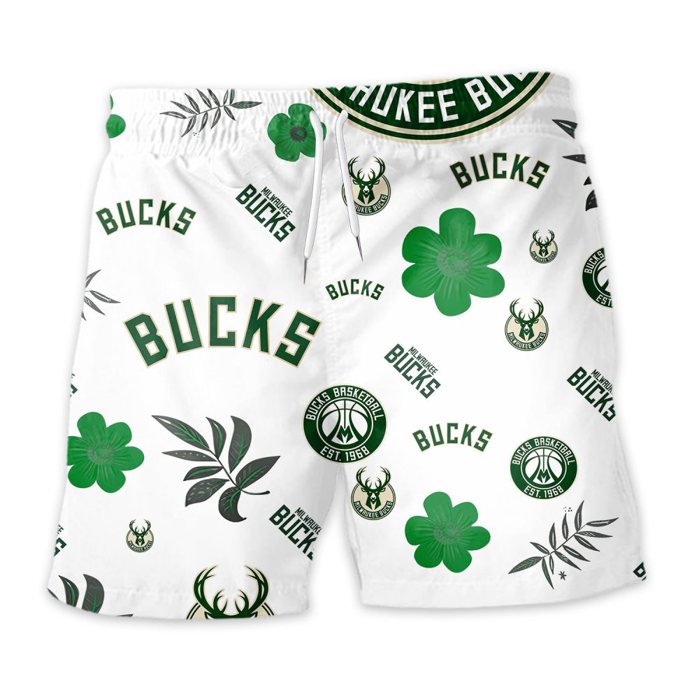 Milwaukee Bucks Hawaiian Shorts Tropical Beach - Image 3