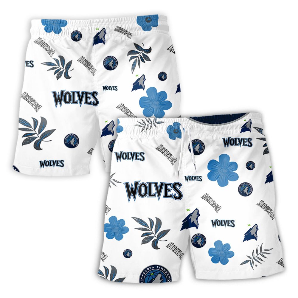Minnesota Timberwolves Hawaiian Shorts Tropical Beach - Image 2