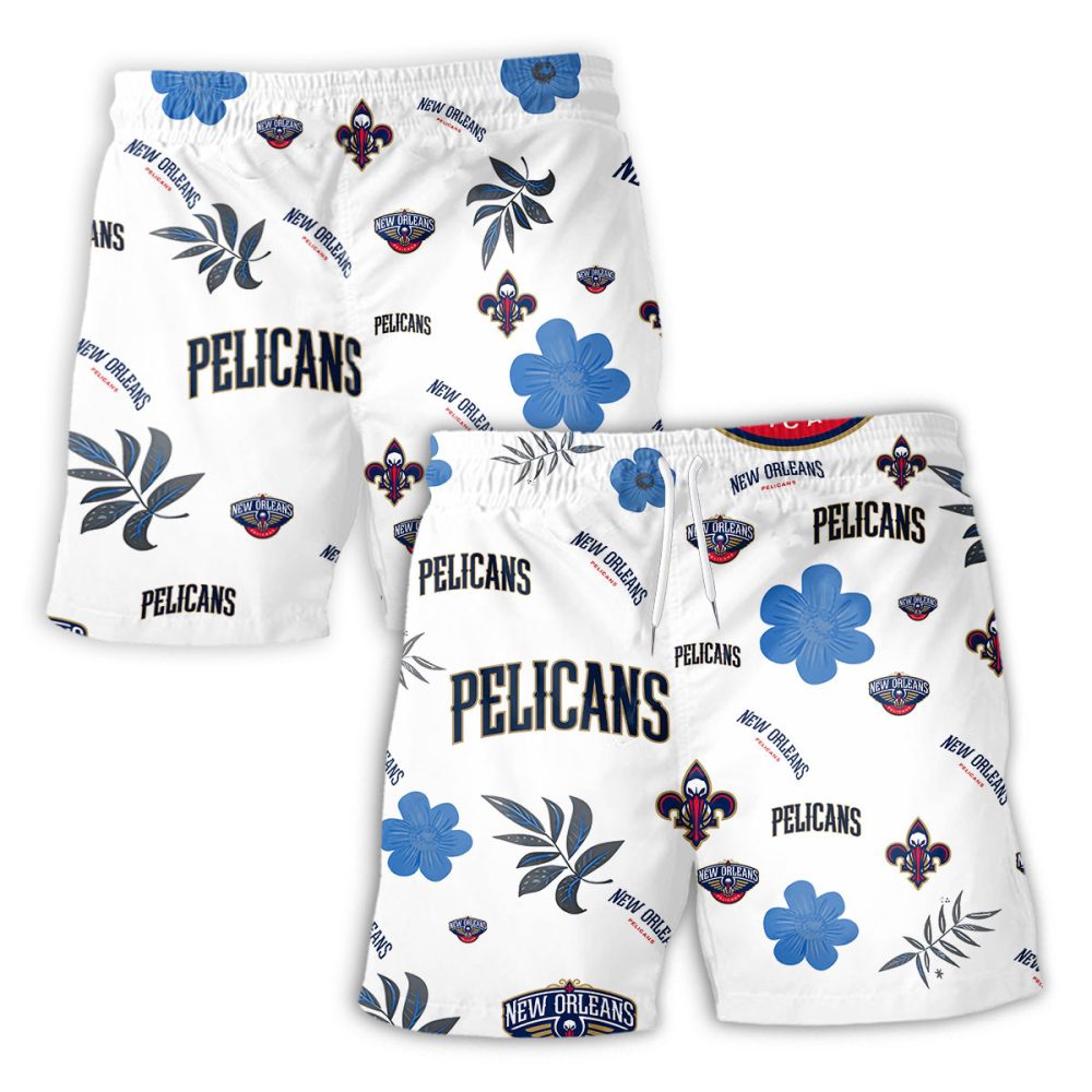 New Orleans Pelicans Hawaiian Shorts Tropical Beach - Image 2